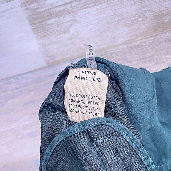 FRNCH PARIS Velvet Pleated Trousers Green Elastic Waist Work Career Womens Small - Picture 8 of 8